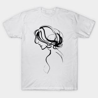 This is a simple black ink drawing of a woman T-Shirt